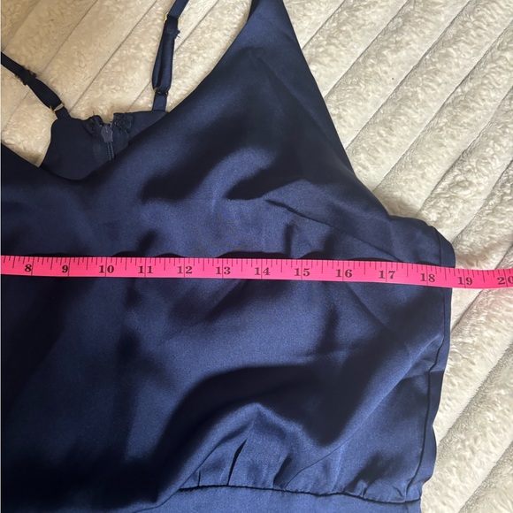 Lulu's Navy Satin Ruffle Mini Dress - Picture 6 of 15